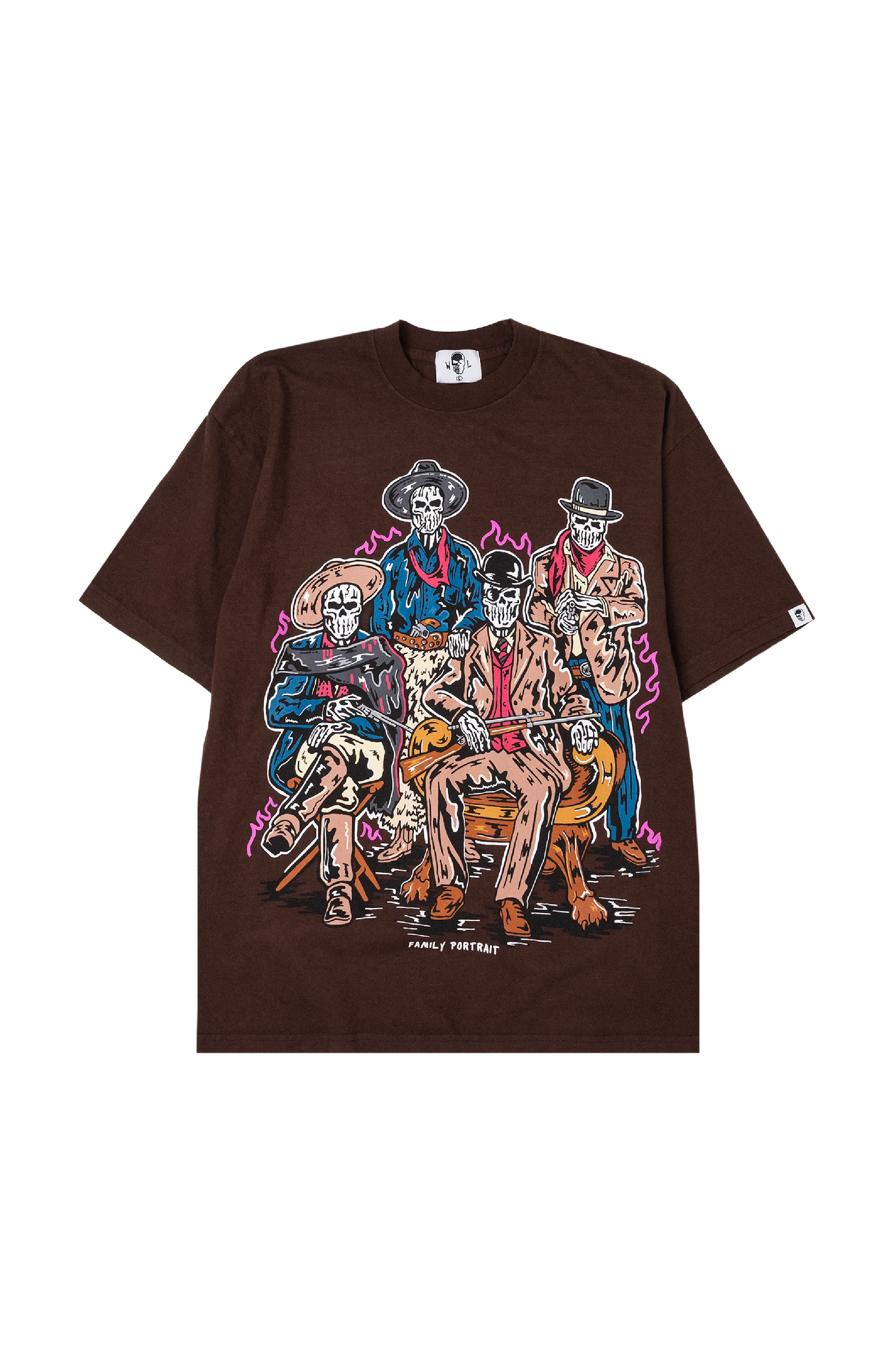 Brown Western Pulps illustrated T-shirt for Warren Lotas