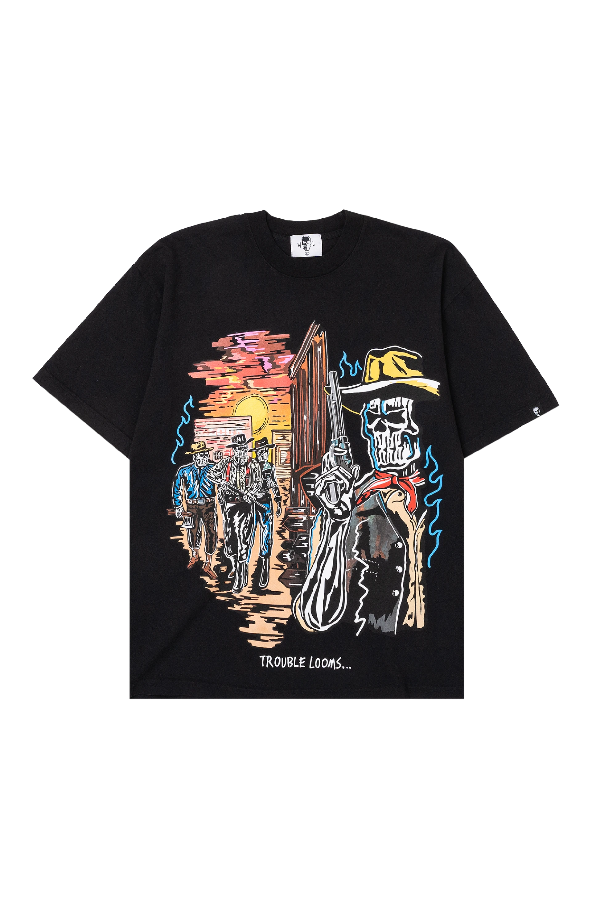 Black Western Pulps illustrated T-shirt for Warren Lotas