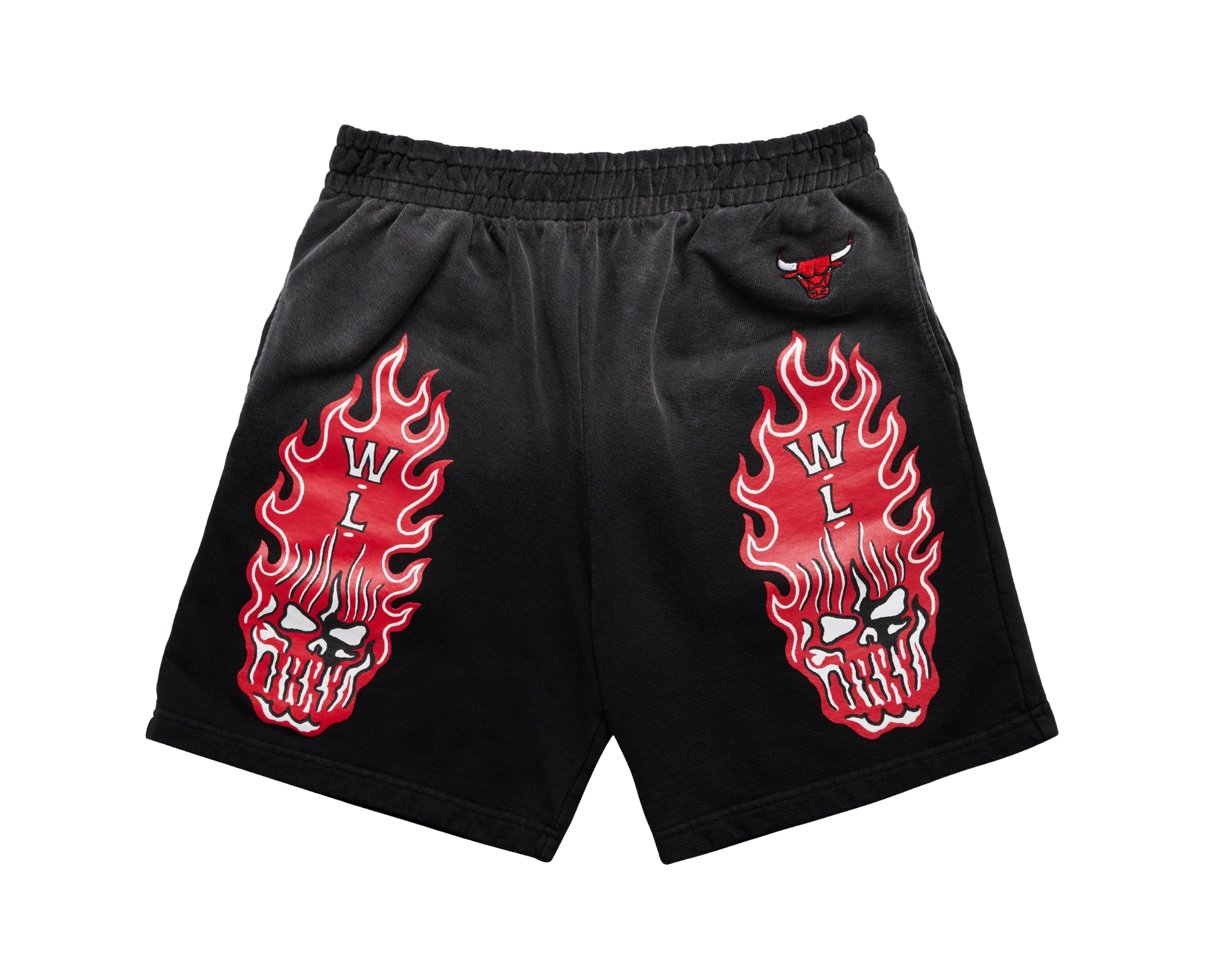 Black Warren Lotas basketball shorts with red illustrated side panels