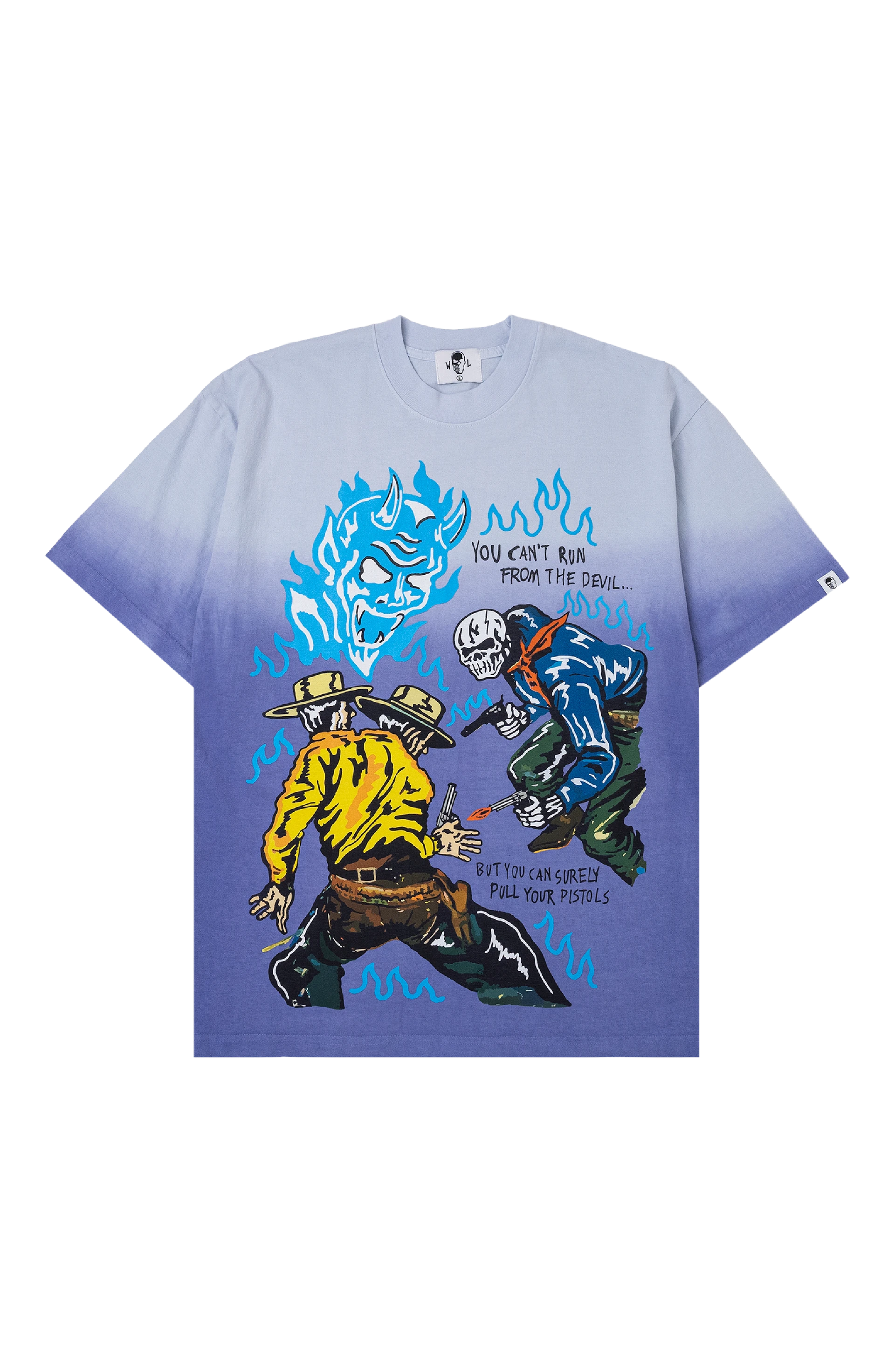 Purple Western Pulps illustrated T-shirt for Warren Lotas